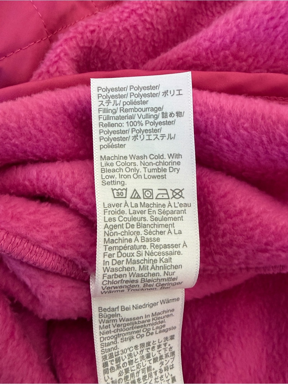 J. Crew Fleece Pullover Jacket Hot Pink Quilted M Snap Collar - Picture 13 of 15